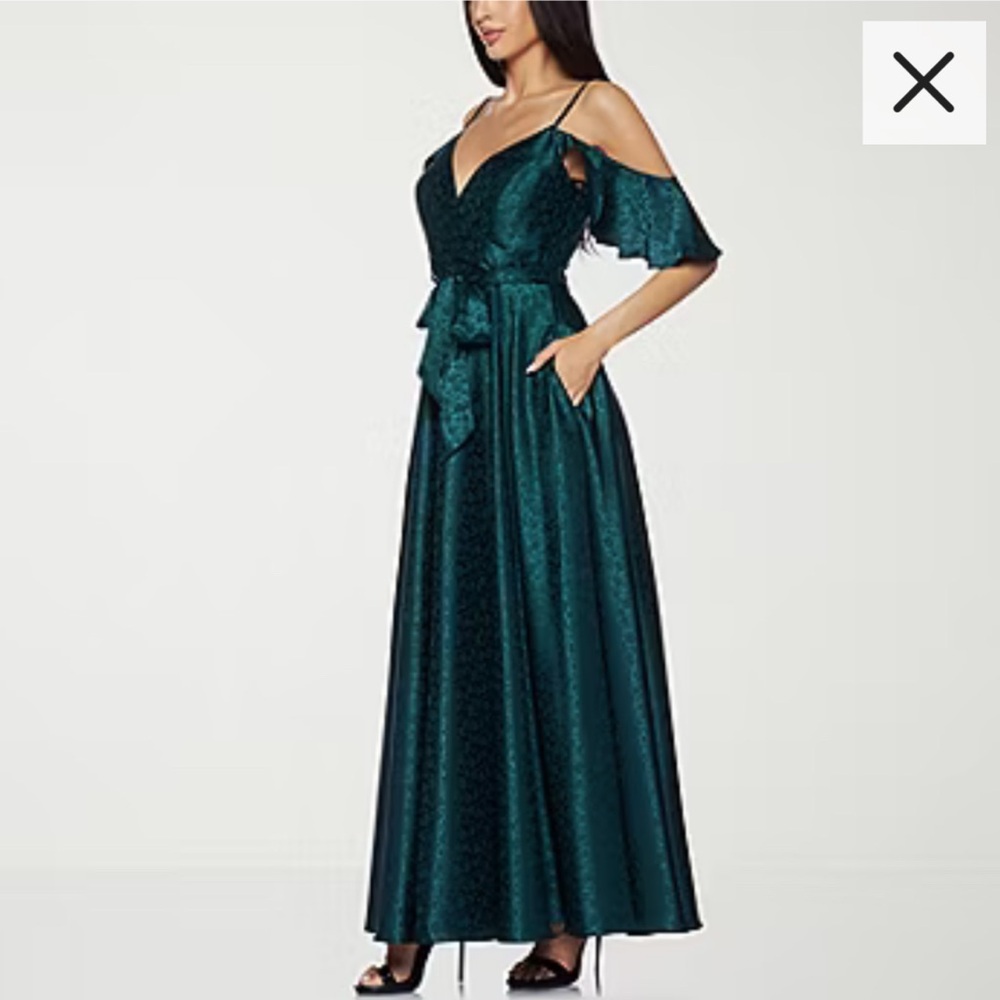 Teal Off-Shoulder Maxi Dress